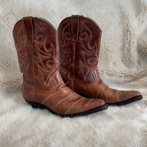 Justin Cowboy Boots Vintage Genuine Leather Size 7